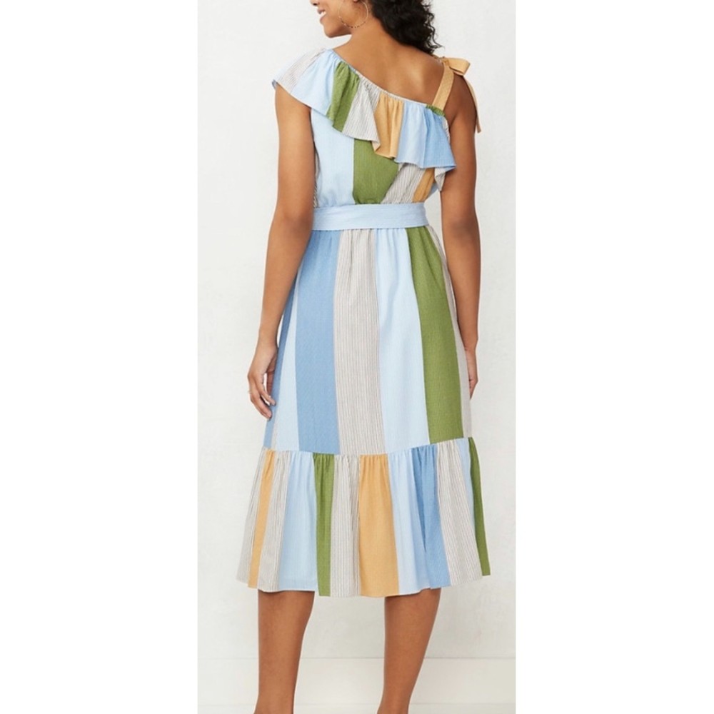 LC LAUREN CONRAD One Shoulder Multicolor Striped Midi Dress - Picture 2 of 6